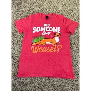 Women's Red "Did Someone Say Weasel?" Shirt sleeve Tee Size small